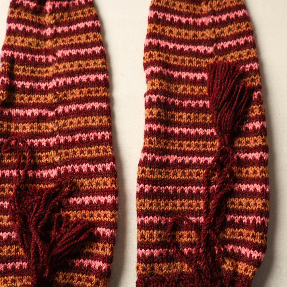 Maroon - Kumaun Hand Knitted Woolen Leg Warmer 85