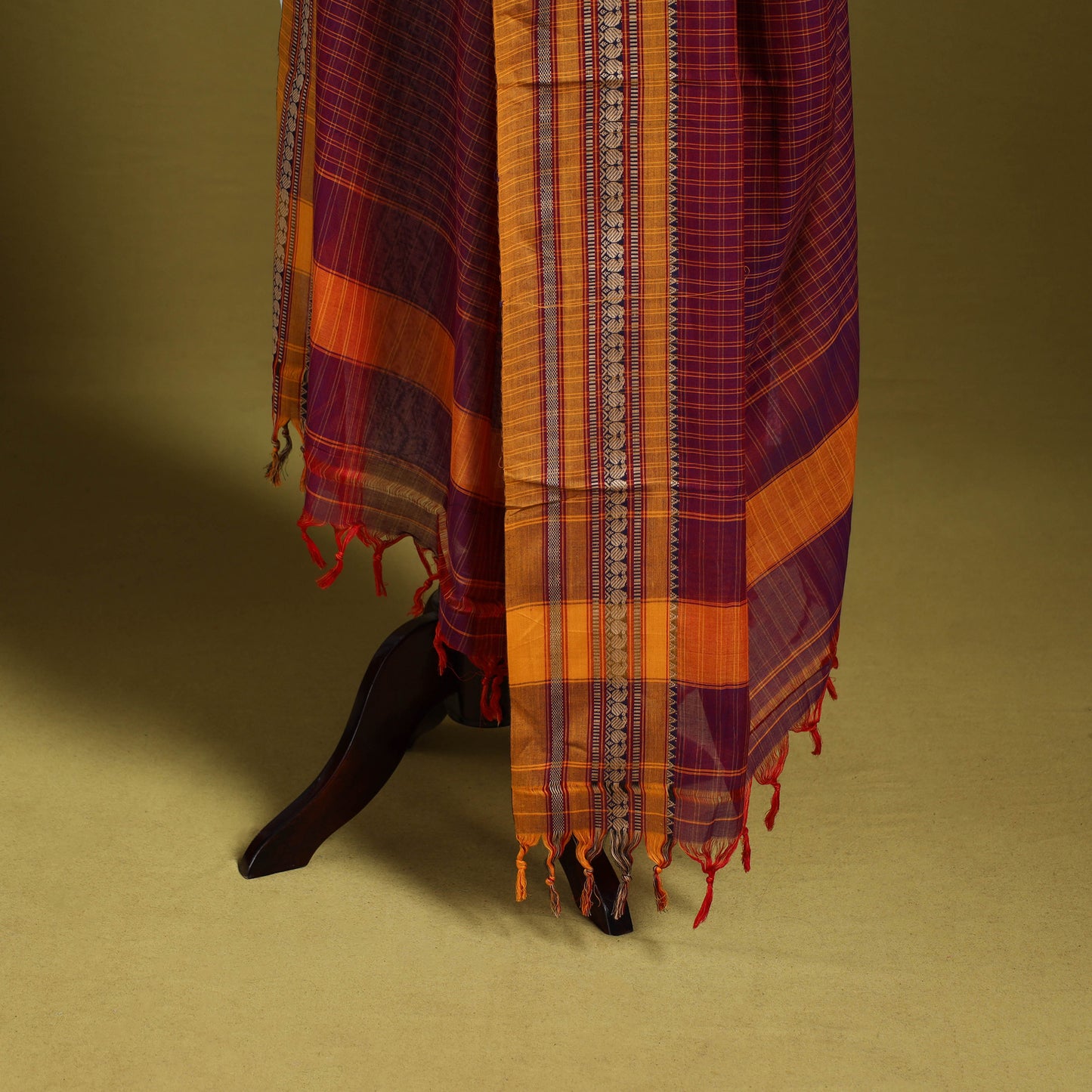 Purple - dharwad cotton dupatta with zari border 68