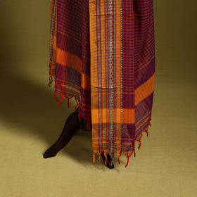 Purple - dharwad cotton dupatta with zari border 68