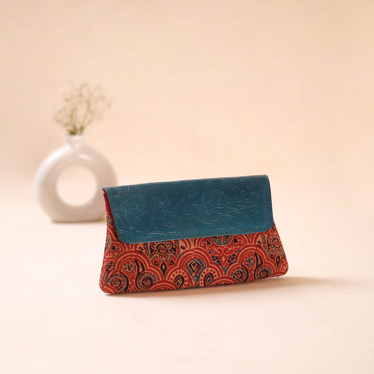 Embossed Leather Flap Hand Print Clutch  19