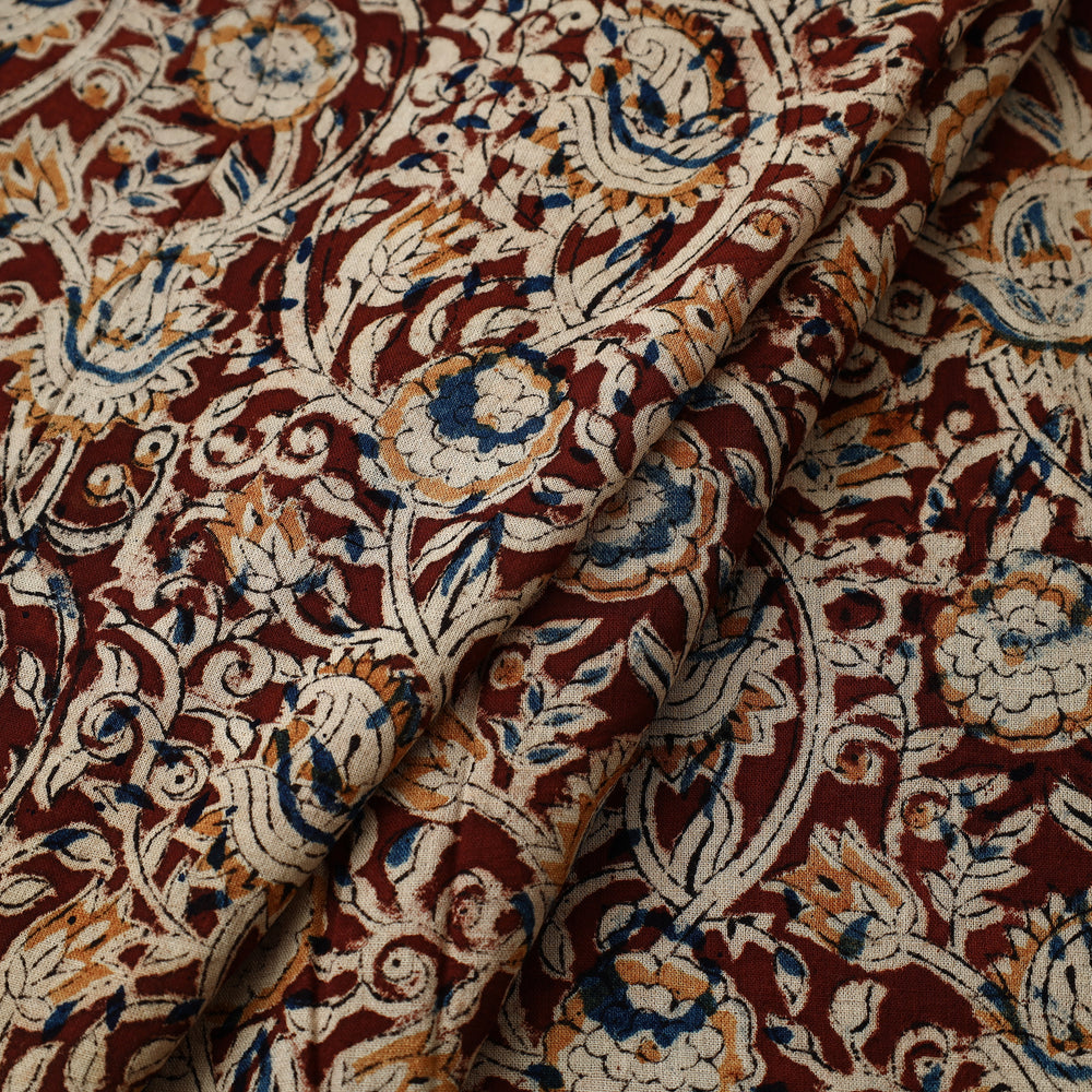 Brown - Pedana Kalamkari Block Printed Cotton Fabric 08