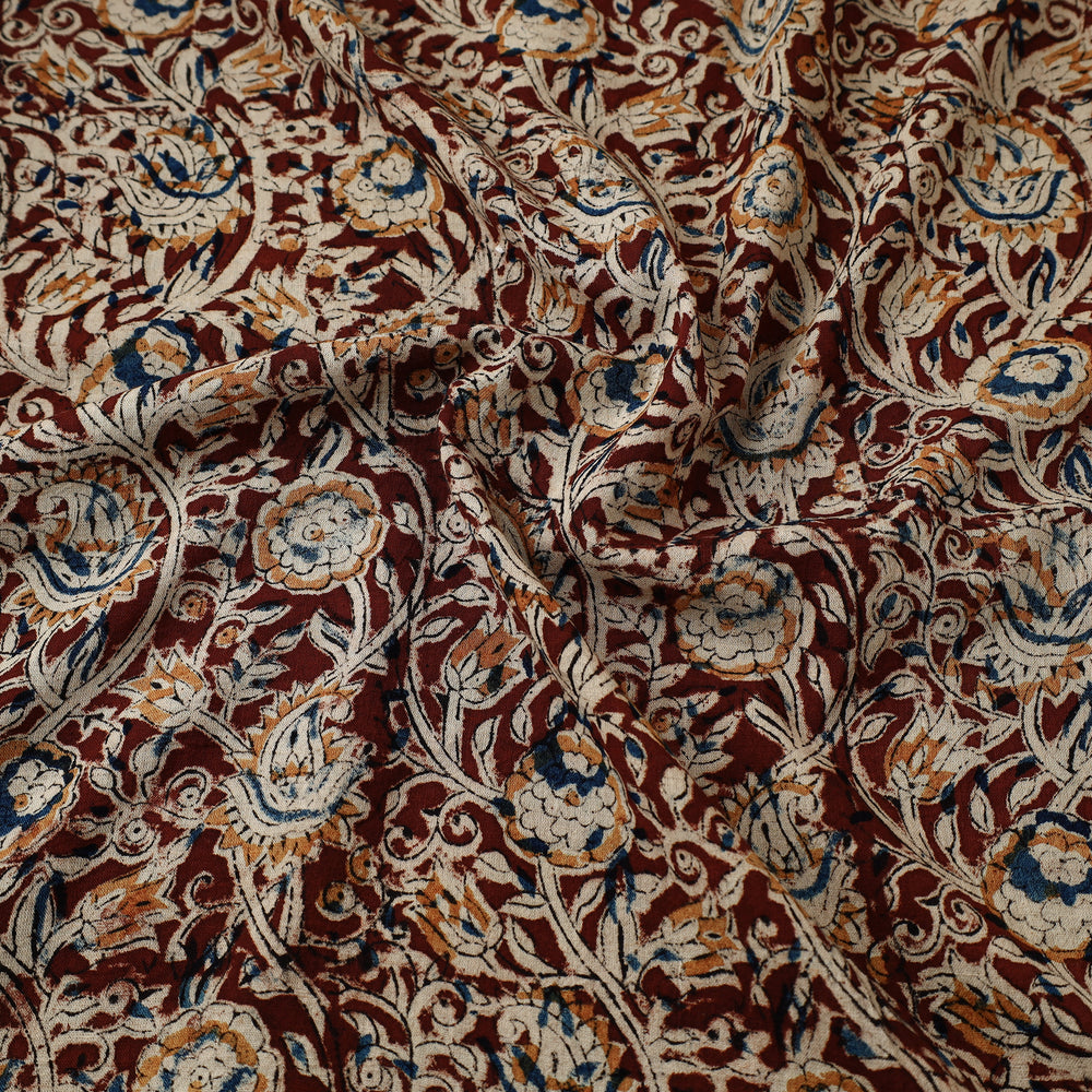 Brown - Pedana Kalamkari Block Printed Cotton Fabric 08