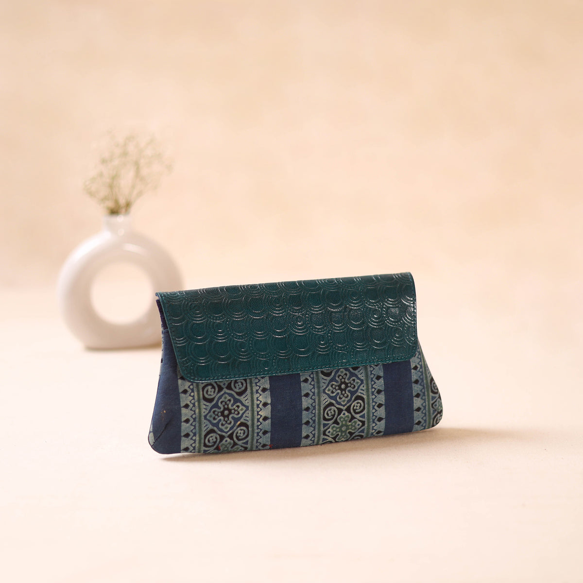 Embossed Leather Flap Hand Print Clutch  20