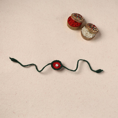Handmade Crochet Pearl Work Rakhi 03