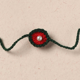 Flower - Handmade Crochet Pearl Work Rakhi 03