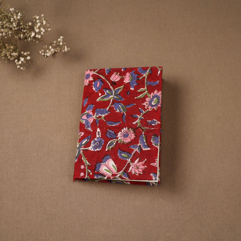 Red - Handmade Paper Notebook in Floral Cover (7 x 5 in) 120