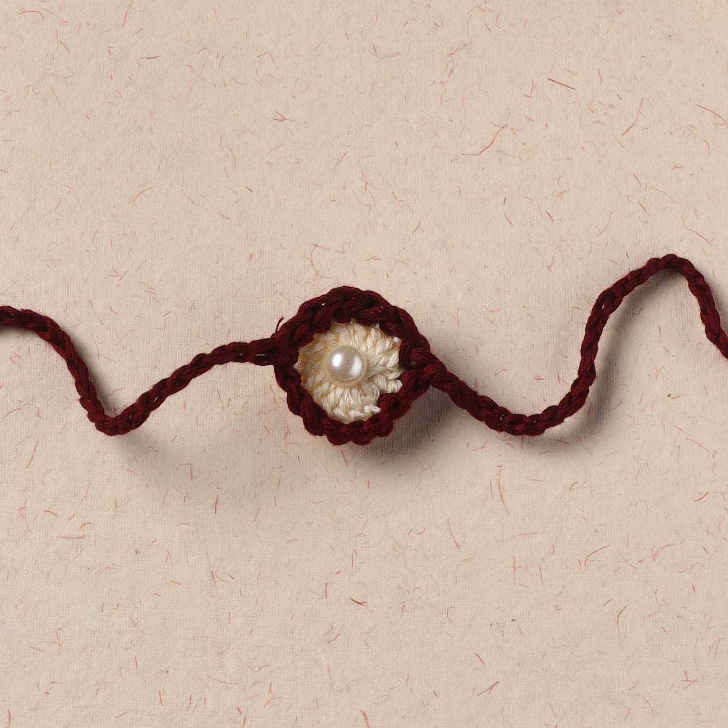 Flower - Handmade Crochet Pearl Work Rakhi 04