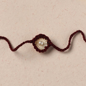Flower - Handmade Crochet Pearl Work Rakhi 04