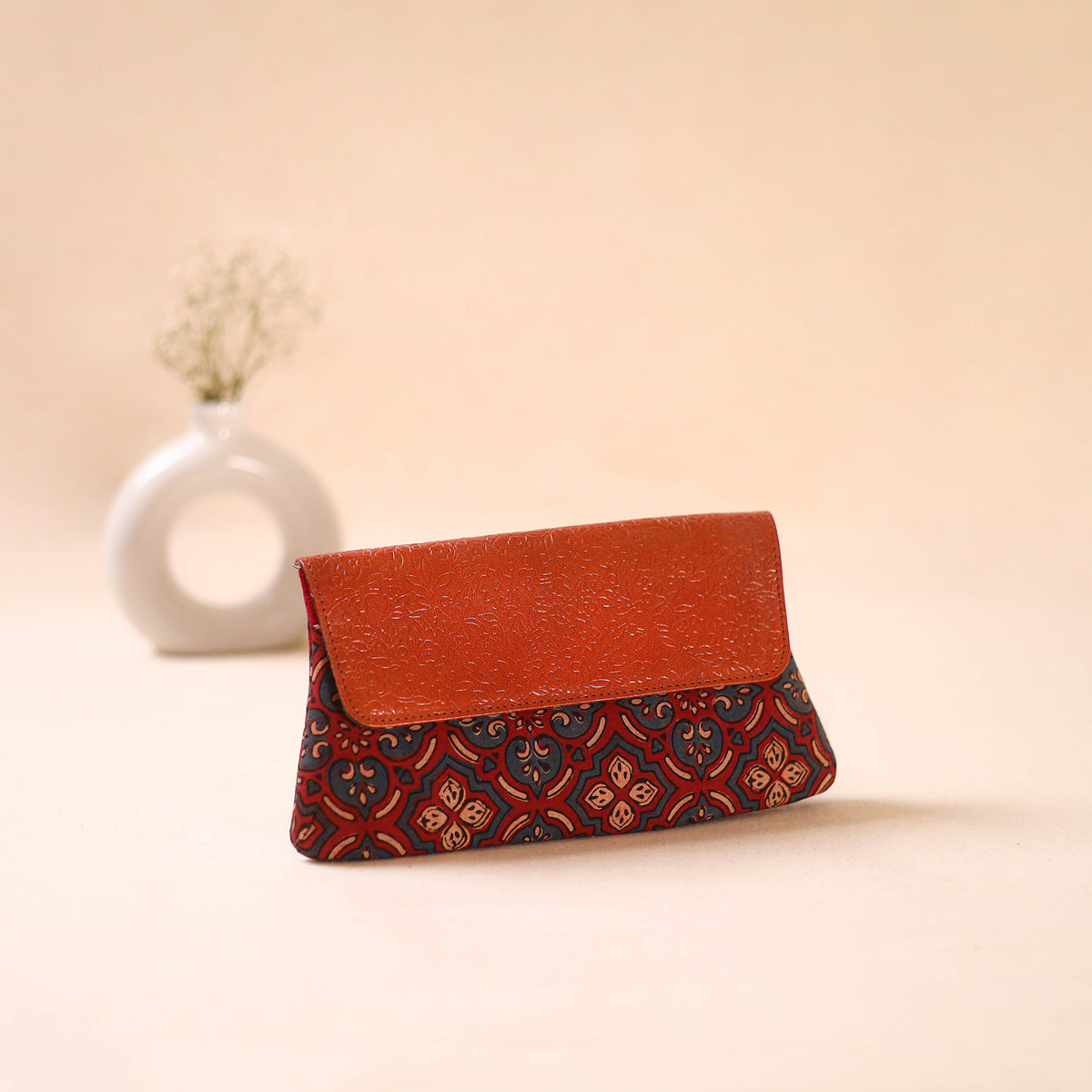 Embossed Leather Flap Hand Print Clutch  21