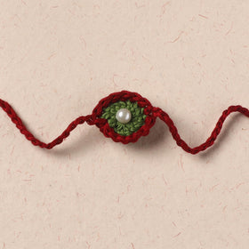 Flower - Handmade Crochet Pearl Work Rakhi 05