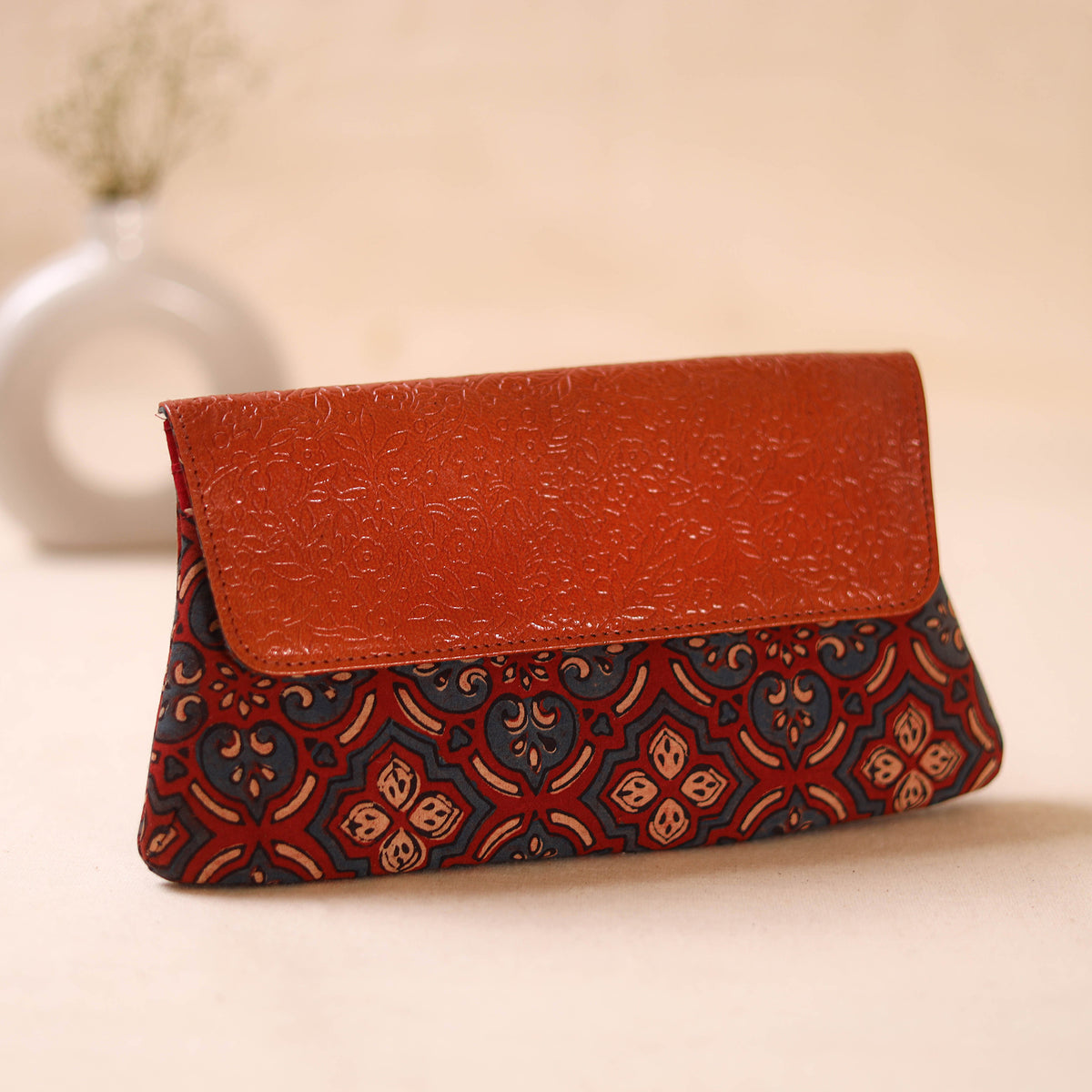Embossed Leather Flap Hand Print Clutch  21