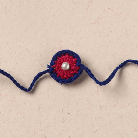 Flower - Handmade Crochet Pearl Work Rakhi 06