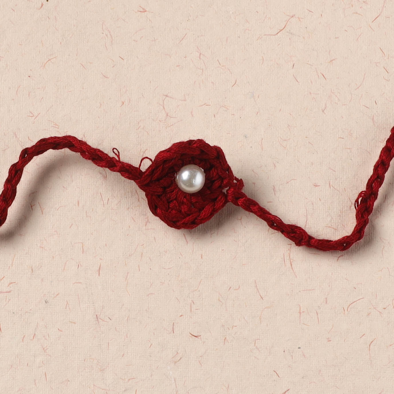 Flower - Handmade Crochet Pearl Work Rakhi 07