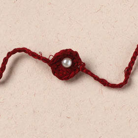 Flower - Handmade Crochet Pearl Work Rakhi 07