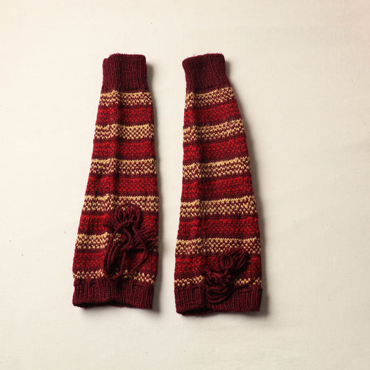 Maroon - Kumaun Hand Knitted Woolen Leg Warmer 90