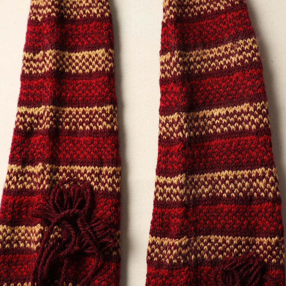 Maroon - Kumaun Hand Knitted Woolen Leg Warmer 90