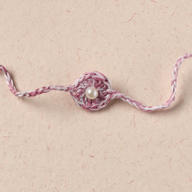 Flower - Handmade Crochet Pearl Work Rakhi 09