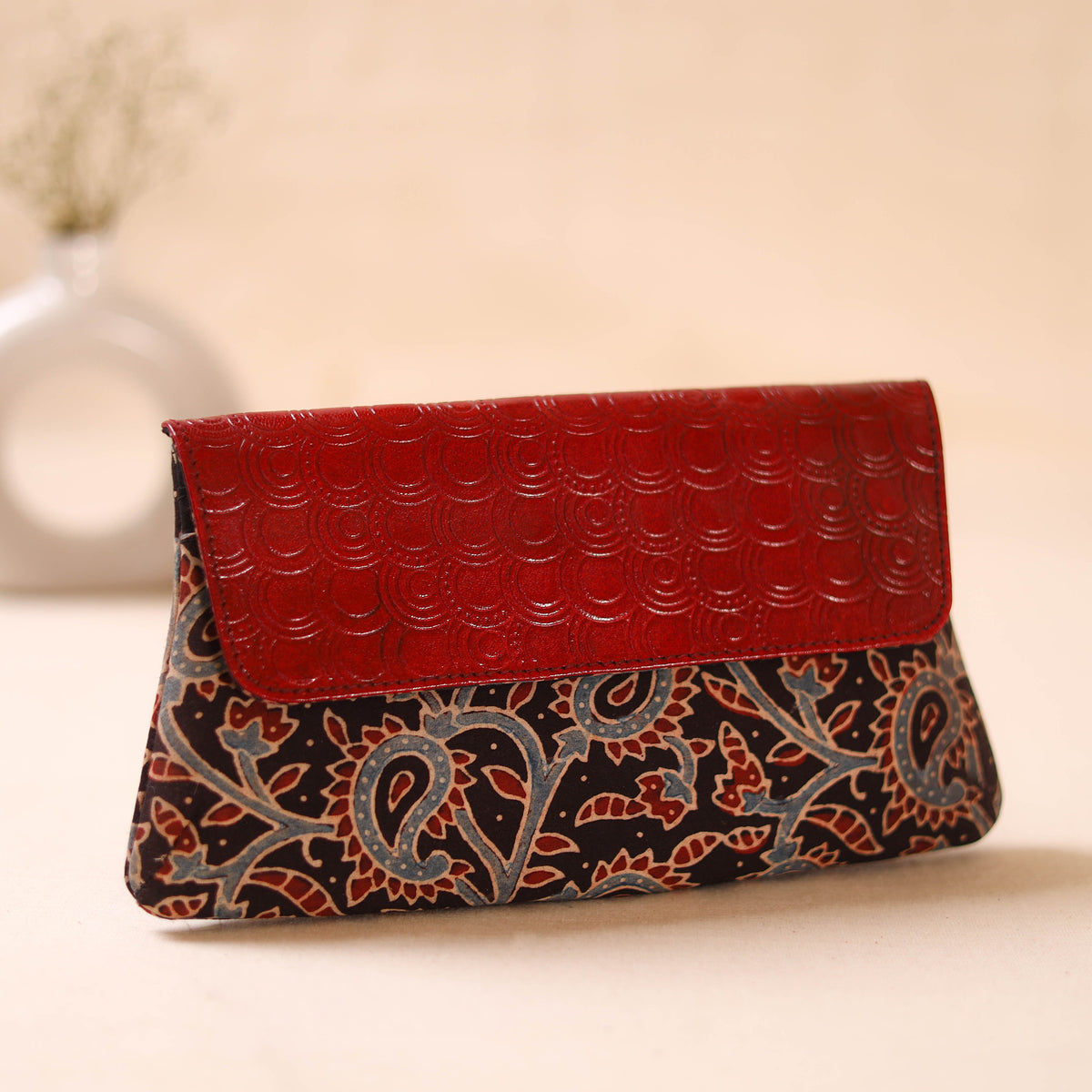 Embossed Leather Flap Hand Print Clutch  24