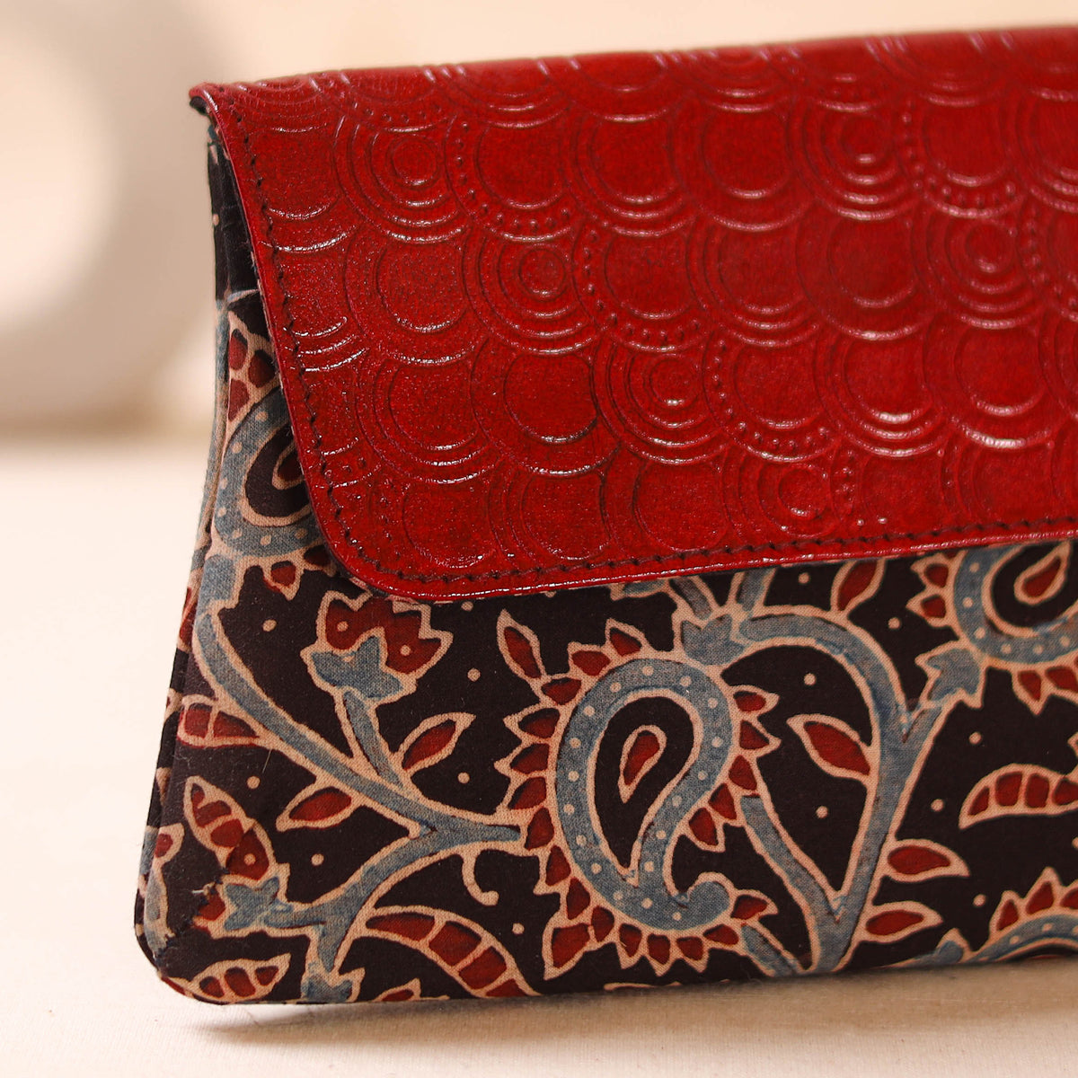 Embossed Leather Flap Hand Print Clutch  24