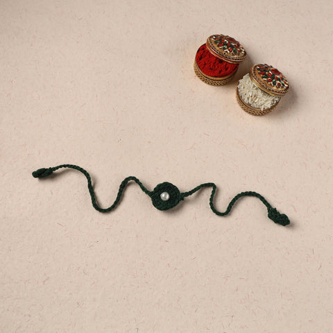 Handmade Crochet Pearl Work Rakhi 14