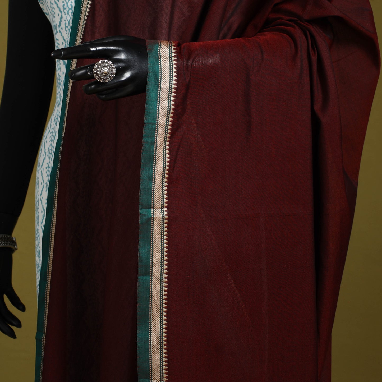 Maroon - dharwad mercerised cotton dupatta with border 76
