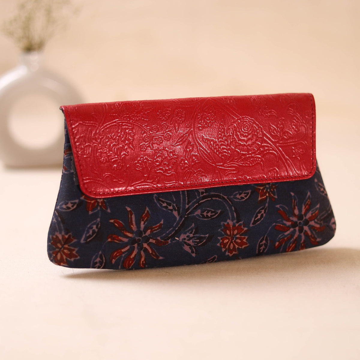 Embossed Leather Flap Hand Print Clutch  25