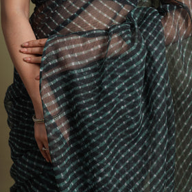 Buy Black Tie-Dye Kota Doria Cotton Leheriya Saree