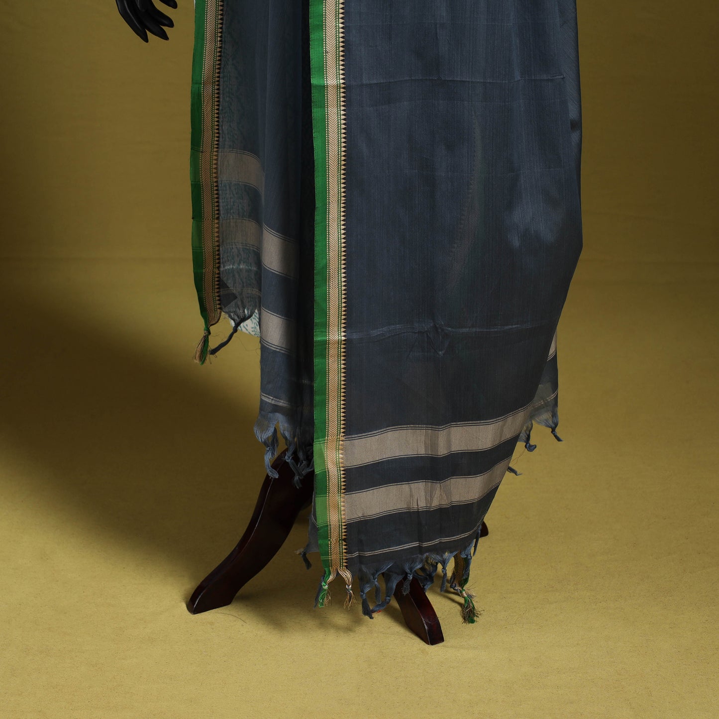 Grey - dharwad mercerised cotton dupatta with border 77