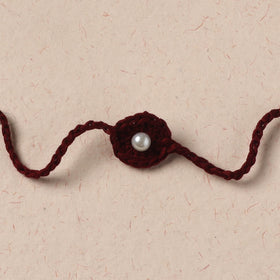 Flower - Handmade Crochet Pearl Work Rakhi 16
