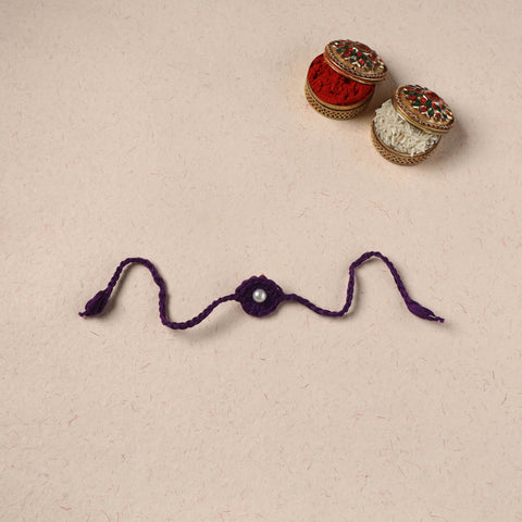 Handmade Crochet Pearl Work Rakhi 17