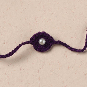 Flower - Handmade Crochet Pearl Work Rakhi 17
