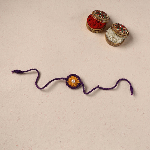 Handmade Crochet Pearl Work Rakhi 18