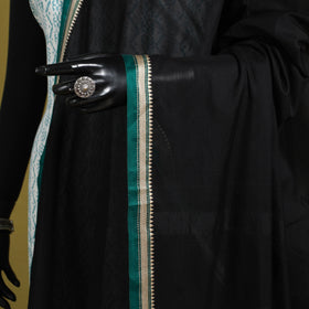 Black - dharwad mercerised cotton dupatta with border 78