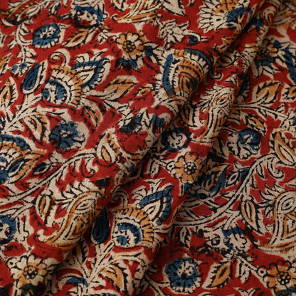 Red - Pedana Kalamkari Block Printed Cotton Fabric 27