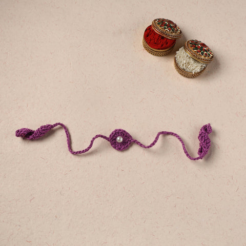 Handmade Crochet Pearl Work Rakhi 19