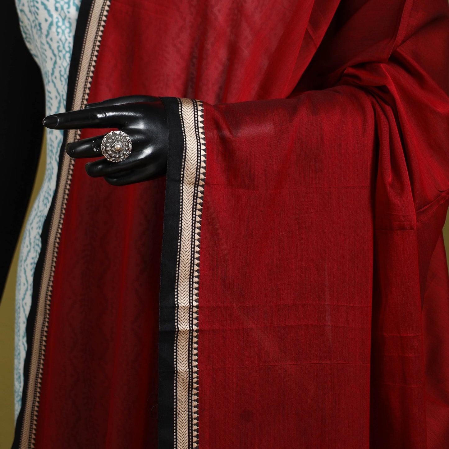 Red - dharwad mercerised cotton dupatta with border 79