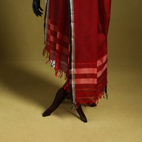 Red - dharwad mercerised cotton dupatta with border 79