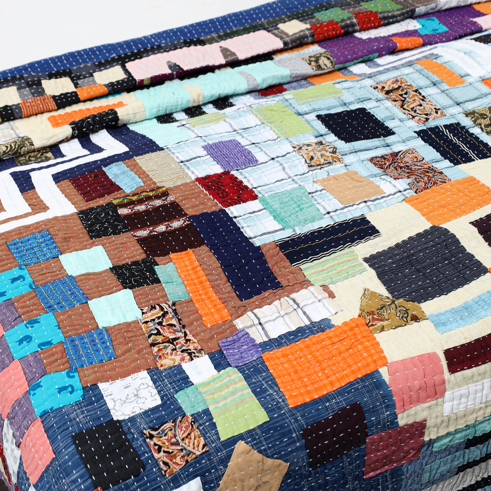 Tagai Patchwork Quilt / Gudri / Blanket (90 X 60 IN) 01