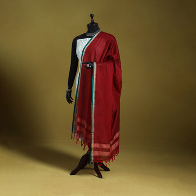 Red - dharwad mercerised cotton dupatta with border 80