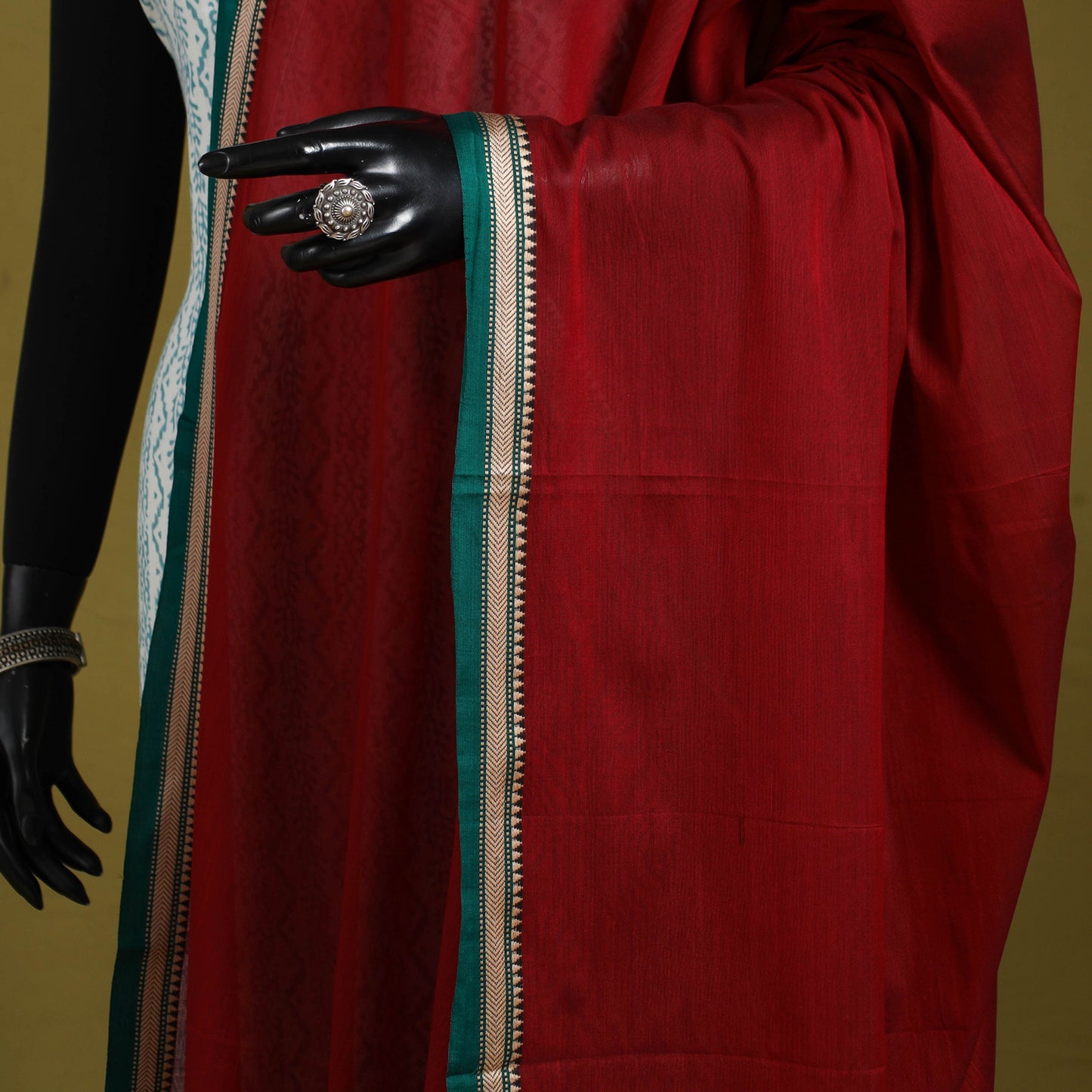 Red - dharwad mercerised cotton dupatta with border 80
