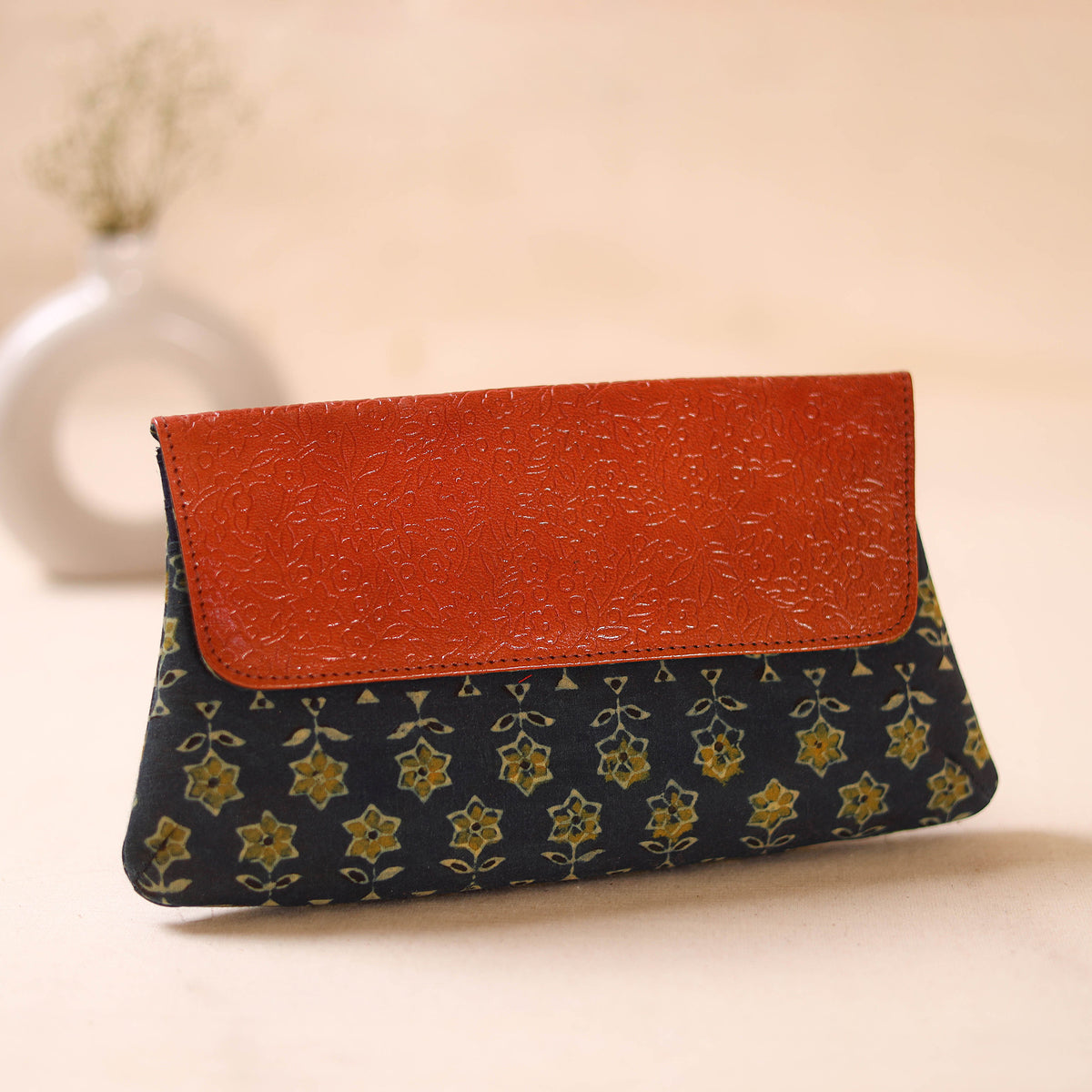 Embossed Leather Flap Hand Print Clutch  28
