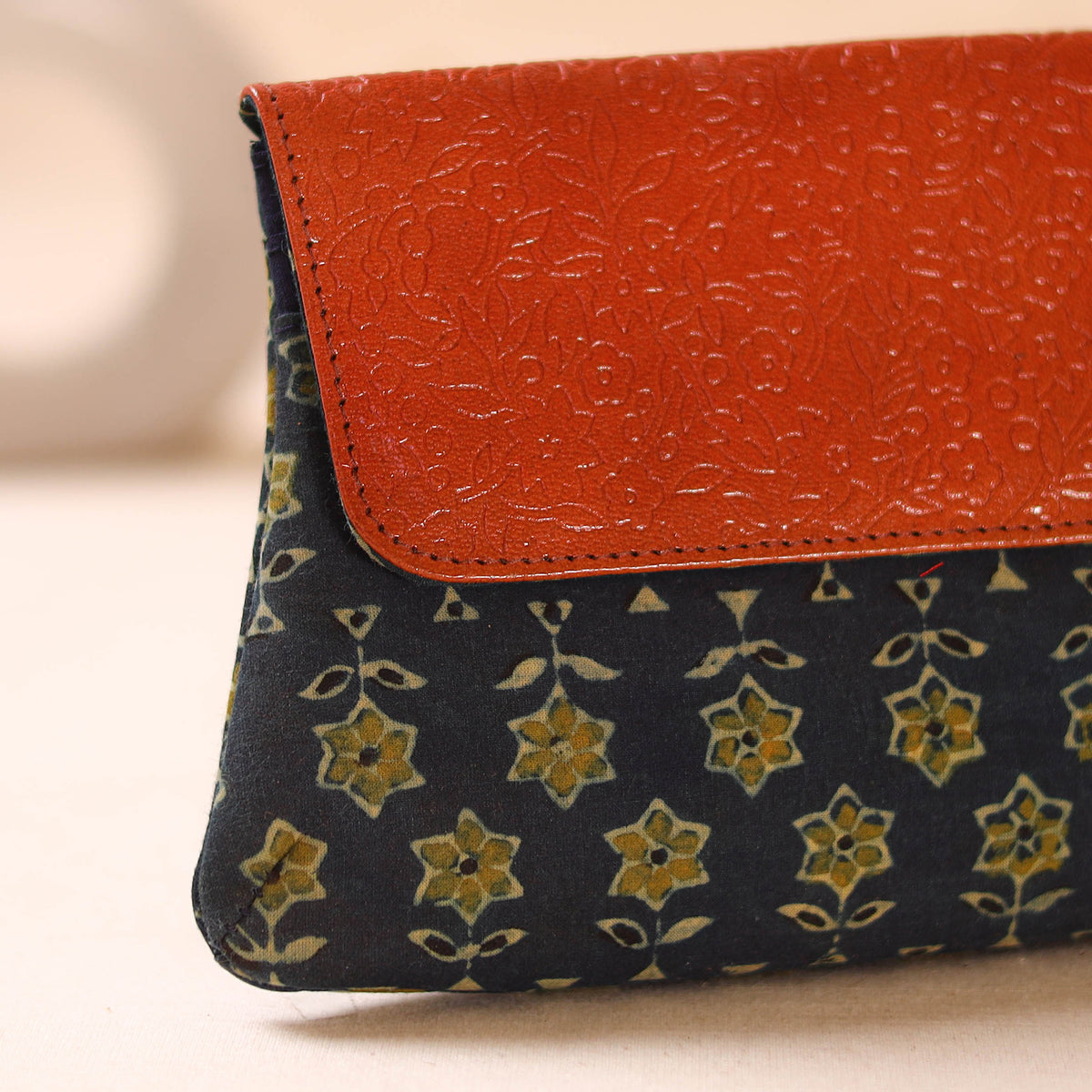 Embossed Leather Flap Hand Print Clutch  28