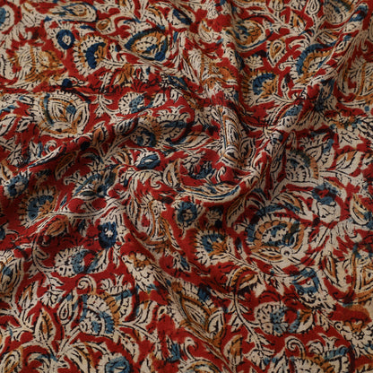 Red - Pedana Kalamkari Block Printed Cotton Fabric 35