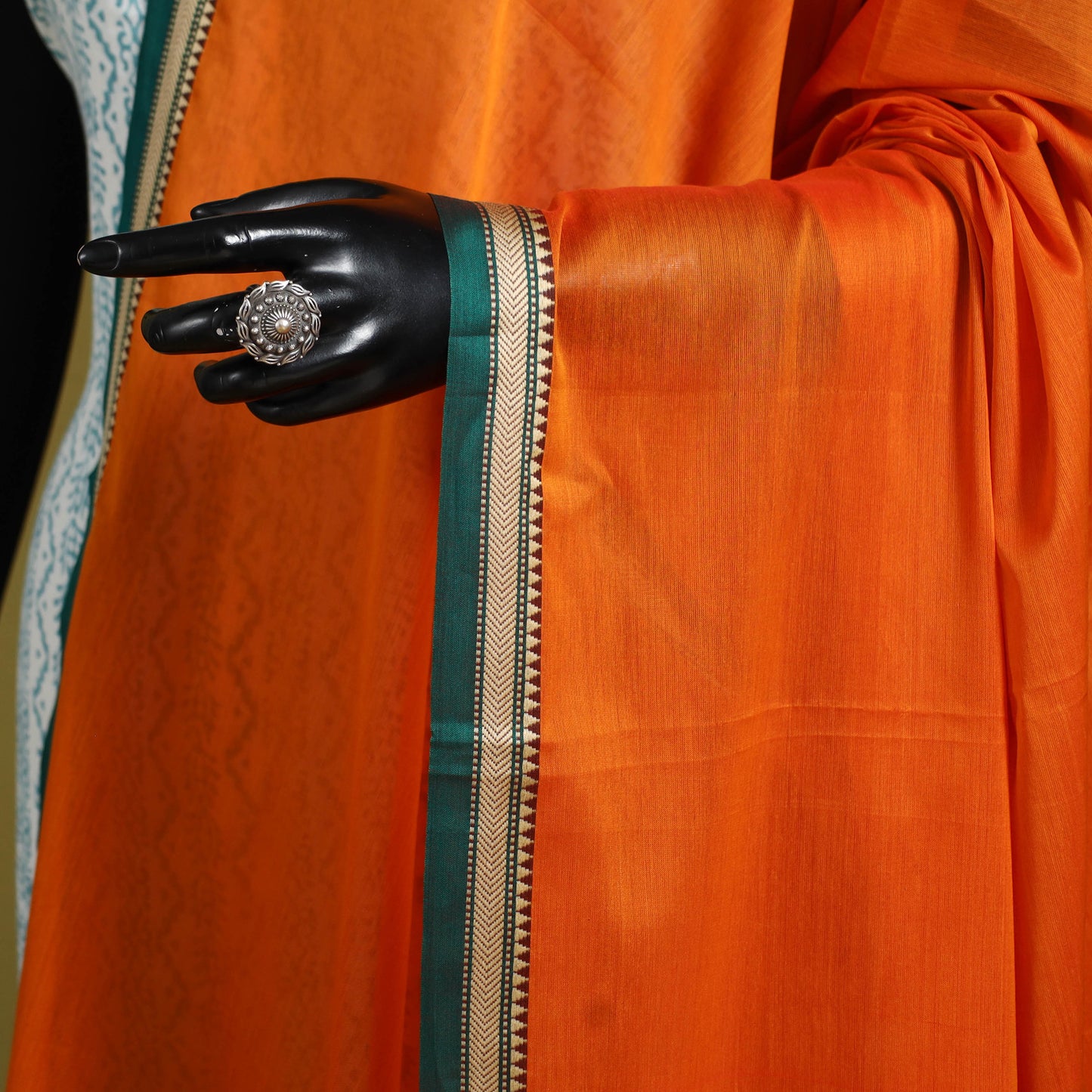 Orange - dharwad mercerised cotton dupatta with border 83