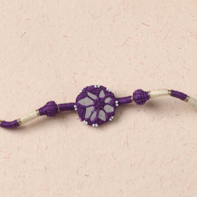 Flower - Handmade Patwa Thread & Mirror Work Rakhi 04