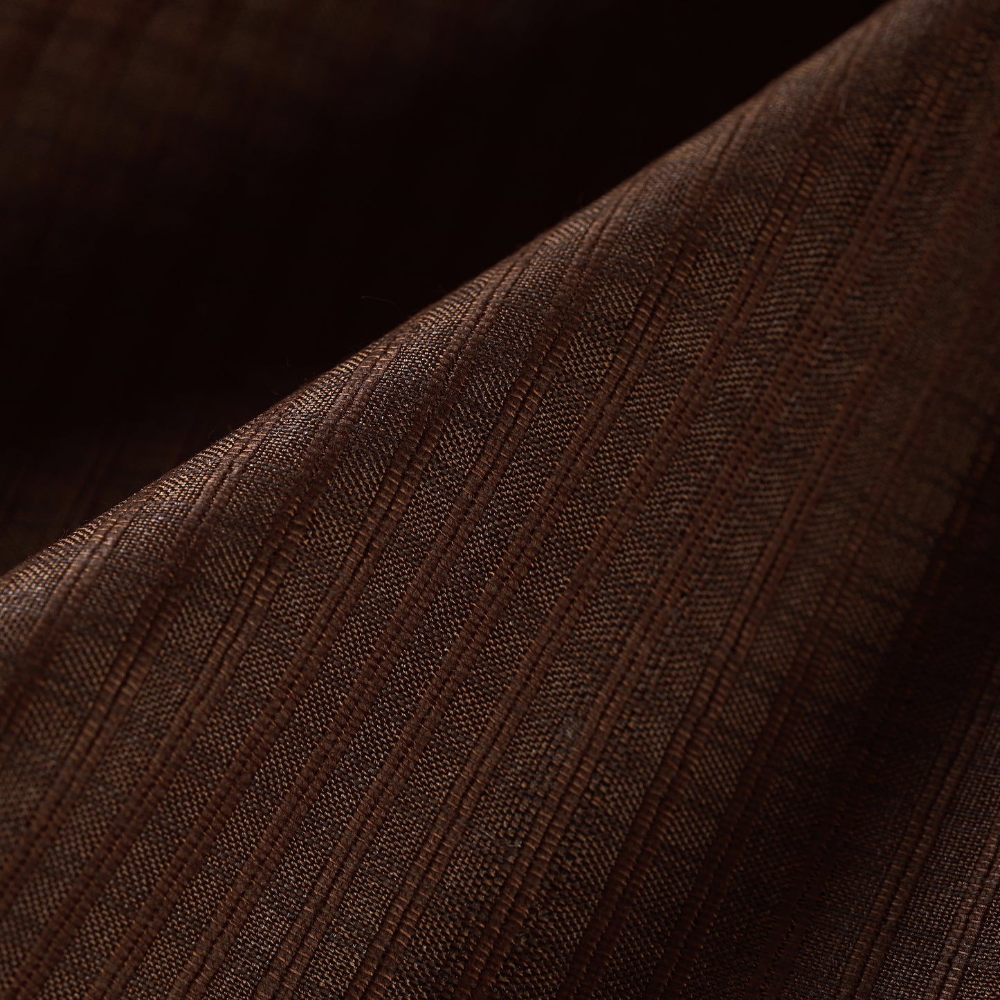 Dark Brown - Vidarbha Tussar Silk Checks Handloom Fabric