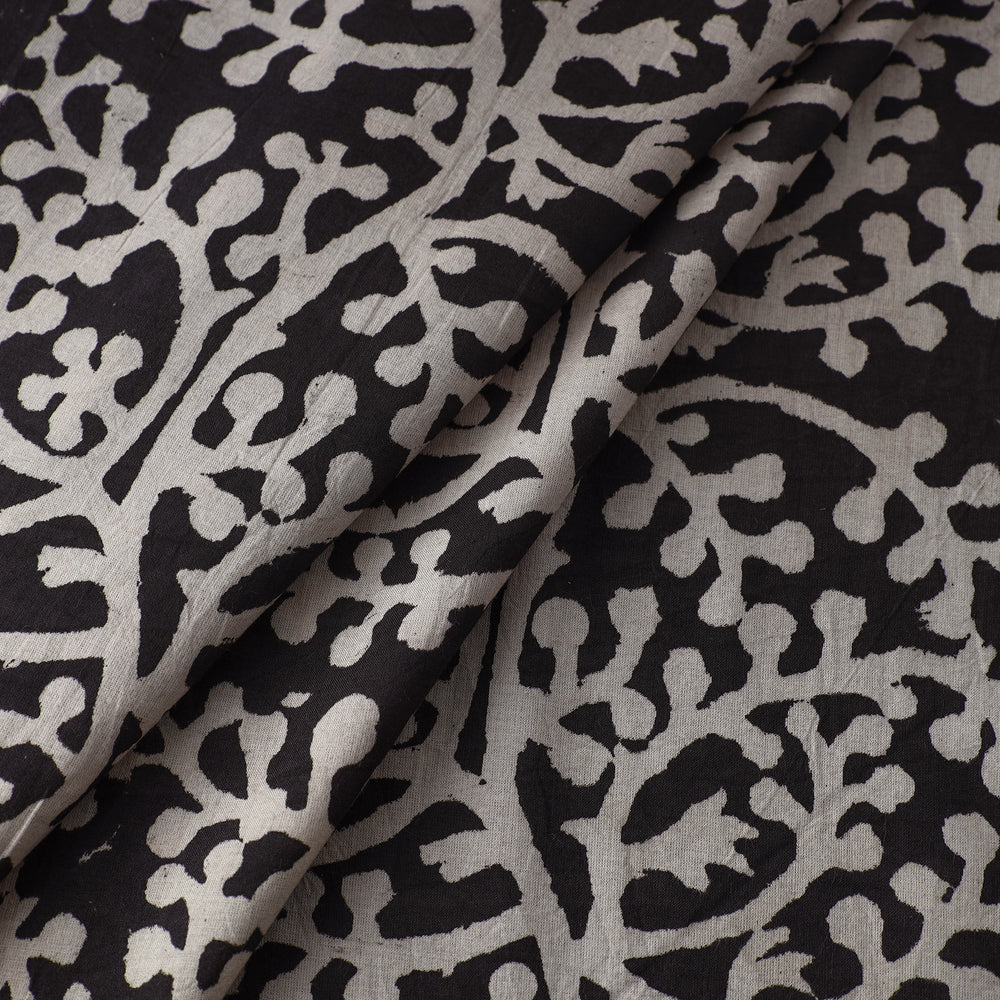 Black - Bindaas Natural Dyed Cotton Block Print Fabric 11