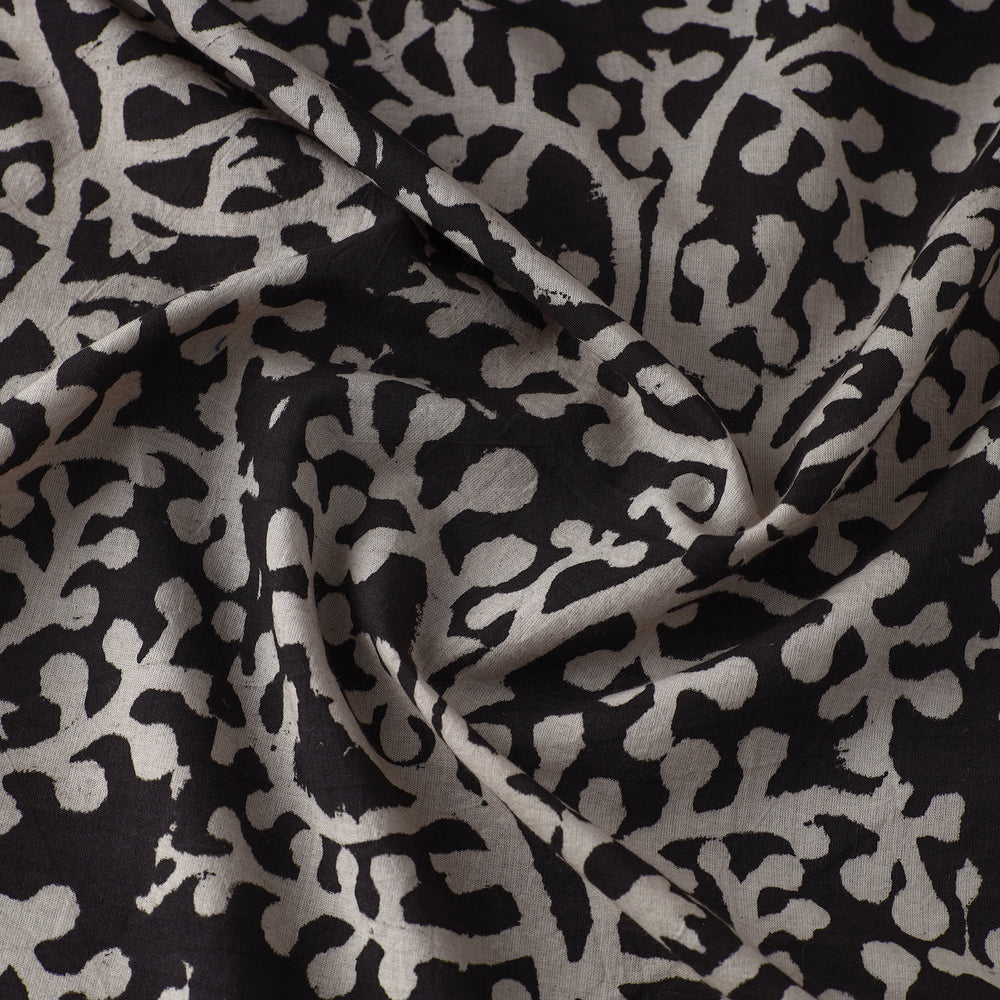 Black - Bindaas Natural Dyed Cotton Block Print Fabric 11