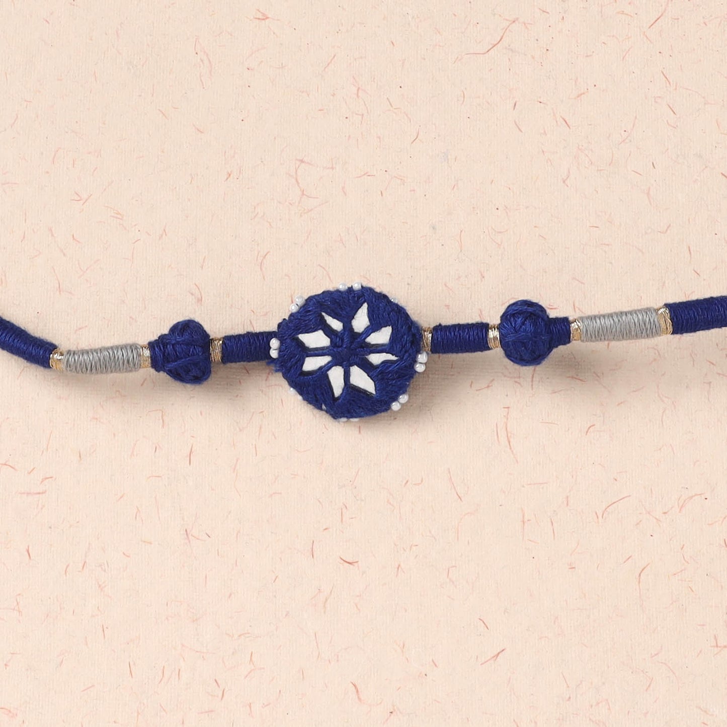 Flower - Handmade Patwa Thread & Mirror Work Rakhi 01