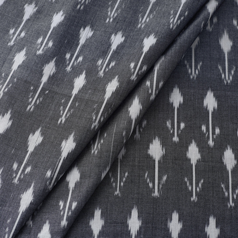 Grey - Mercerised Cotton Pochampally Ikat Fabric 01